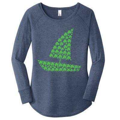 St Patricks Day Shamrock Boating Distressed Gift Women's Perfect Tri Tunic Long Sleeve Shirt