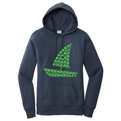 St Patricks Day Shamrock Boating Distressed Gift Women's Pullover Hoodie