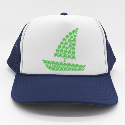 St Patricks Day Shamrock Boating Distressed Gift Trucker Hat