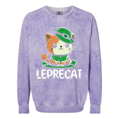 St Patricks Day Parade Leprecat Funny Irish Cat Colorblast Crewneck Sweatshirt