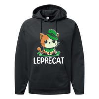 St Patricks Day Parade Leprecat Funny Irish Cat Performance Fleece Hoodie