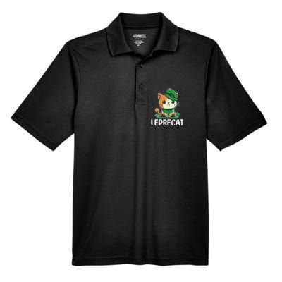 St Patricks Day Parade Leprecat Funny Irish Cat Men's Origin Performance Piqué Polo