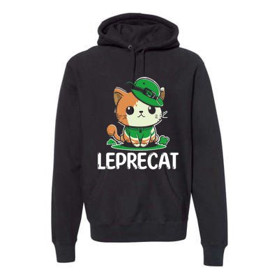 St Patricks Day Parade Leprecat Funny Irish Cat Premium Hoodie