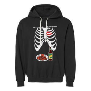 Skeleton Pregnancy Dad Chicken Wings Beer Halloween Garment-Dyed Fleece Hoodie