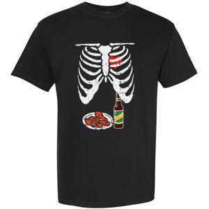 Skeleton Pregnancy Dad Chicken Wings Beer Halloween Garment-Dyed Heavyweight T-Shirt