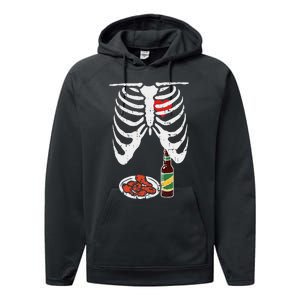 Skeleton Pregnancy Dad Chicken Wings Beer Halloween Performance Fleece Hoodie