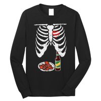 Skeleton Pregnancy Dad Chicken Wings Beer Halloween Long Sleeve Shirt