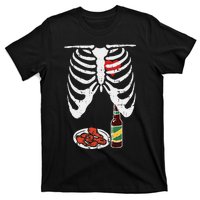 Skeleton Pregnancy Dad Chicken Wings Beer Halloween T-Shirt