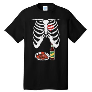 Skeleton Pregnancy Dad Chicken Wings Beer Halloween Tall T-Shirt