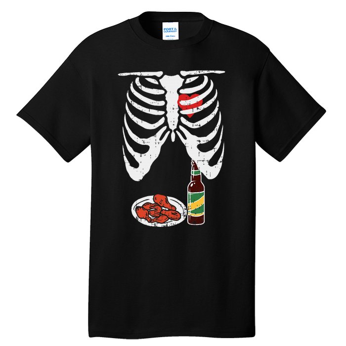 Skeleton Pregnancy Dad Chicken Wings Beer Halloween Tall T-Shirt