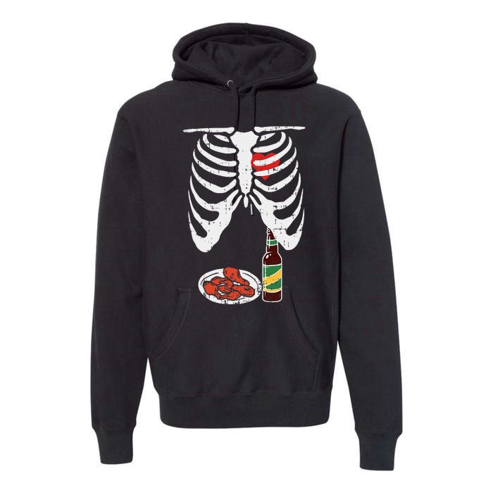 Skeleton Pregnancy Dad Chicken Wings Beer Halloween Premium Hoodie