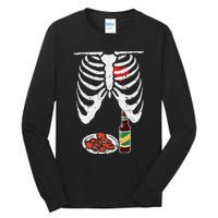 Skeleton Pregnancy Dad Chicken Wings Beer Halloween Tall Long Sleeve T-Shirt