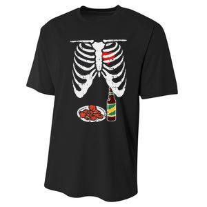 Skeleton Pregnancy Dad Chicken Wings Beer Halloween Performance Sprint T-Shirt