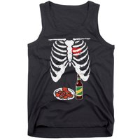 Skeleton Pregnancy Dad Chicken Wings Beer Halloween Tank Top