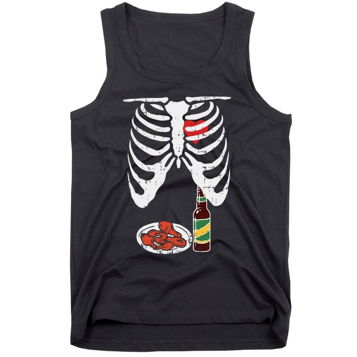 Skeleton Pregnancy Dad Chicken Wings Beer Halloween Tank Top