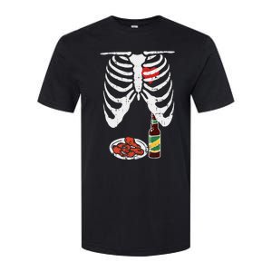 Skeleton Pregnancy Dad Chicken Wings Beer Halloween Softstyle CVC T-Shirt