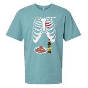 Skeleton Pregnancy Dad Chicken Wings Beer Halloween Sueded Cloud Jersey T-Shirt