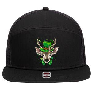 St Patrick's Day Leprechaun Deer Shamrock Irish Deer Hunting Gift 7 Panel Mesh Trucker Snapback Hat