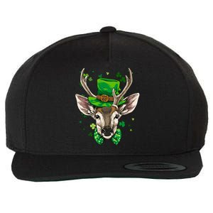 St Patrick's Day Leprechaun Deer Shamrock Irish Deer Hunting Gift Wool Snapback Cap