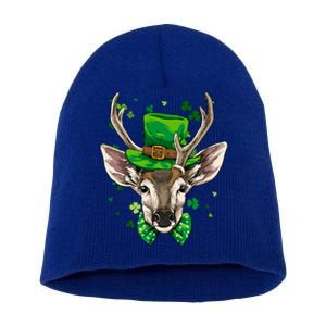 St Patrick's Day Leprechaun Deer Shamrock Irish Deer Hunting Gift Short Acrylic Beanie