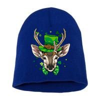 St Patrick's Day Leprechaun Deer Shamrock Irish Deer Hunting Gift Short Acrylic Beanie