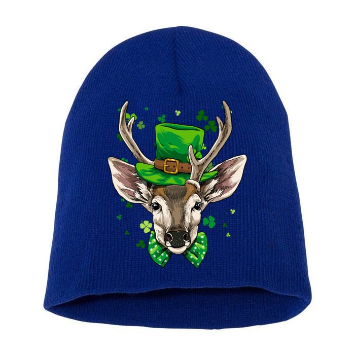 St Patrick's Day Leprechaun Deer Shamrock Irish Deer Hunting Gift Short Acrylic Beanie