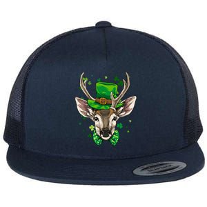 St Patrick's Day Leprechaun Deer Shamrock Irish Deer Hunting Gift Flat Bill Trucker Hat