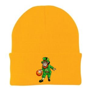 St Patricks Day Leprechaun Basketball Shamrock Funny Gift Knit Cap Winter Beanie