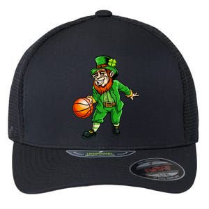 St Patricks Day Leprechaun Basketball Shamrock Funny Gift Flexfit Unipanel Trucker Cap