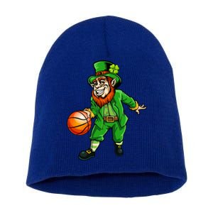 St Patricks Day Leprechaun Basketball Shamrock Funny Gift Short Acrylic Beanie