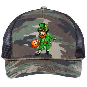 St Patricks Day Leprechaun Basketball Shamrock Funny Gift Retro Rope Trucker Hat Cap