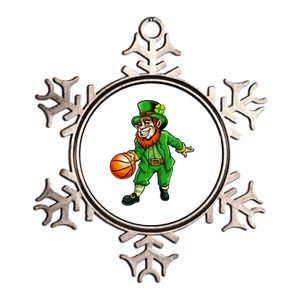 St Patricks Day Leprechaun Basketball Shamrock Funny Gift Metallic Star Ornament