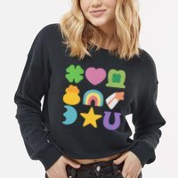 St Patricks Day Lucky Charm Cropped Pullover Crew