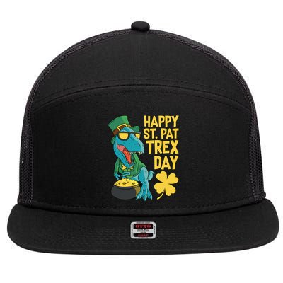 St Patrick's Day Happy St Patgiftrex Day Tgiftrex Dinosaur Gift 7 Panel Mesh Trucker Snapback Hat