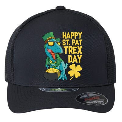 St Patrick's Day Happy St Patgiftrex Day Tgiftrex Dinosaur Gift Flexfit Unipanel Trucker Cap