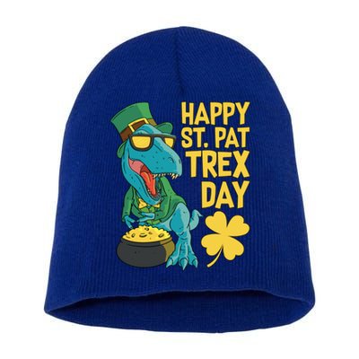 St Patrick's Day Happy St Patgiftrex Day Tgiftrex Dinosaur Gift Short Acrylic Beanie