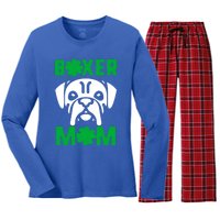 St Patricks Day Boxer Mom Shamrock Dog Mom Boxer Mama Lover Great Gift Women's Long Sleeve Flannel Pajama Set 