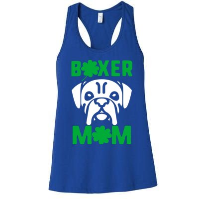 St Patricks Day Boxer Mom Shamrock Dog Mom Boxer Mama Lover Great Gift Women's Racerback Tank