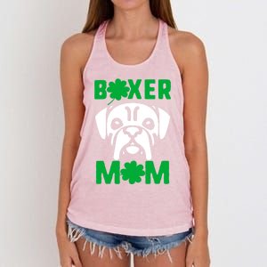 St Patricks Day Boxer Mom Shamrock Dog Mom Boxer Mama Lover Great Gift Women's Knotted Racerback Tank