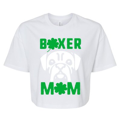 St Patricks Day Boxer Mom Shamrock Dog Mom Boxer Mama Lover Great Gift Bella+Canvas Jersey Crop Tee