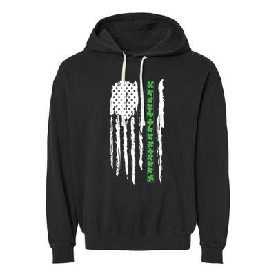 St. PatrickS Day Irish Flag Usa Flag Green Shamrocks Garment-Dyed Fleece Hoodie