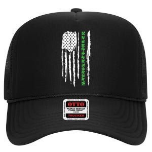 St. PatrickS Day Irish Flag Usa Flag Green Shamrocks High Crown Mesh Back Trucker Hat