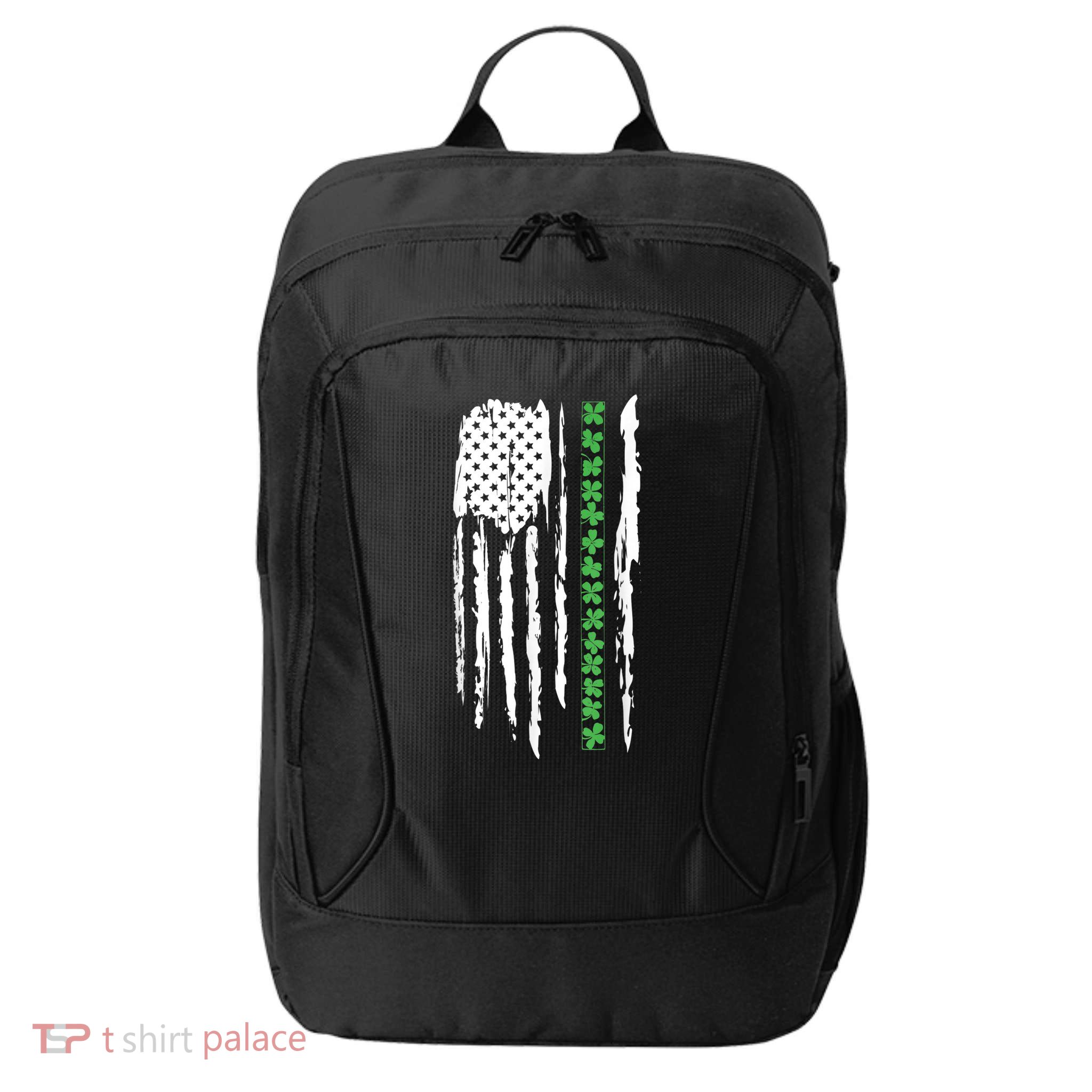 St. PatrickS Day Irish Flag Usa Flag Green Shamrocks City Backpack