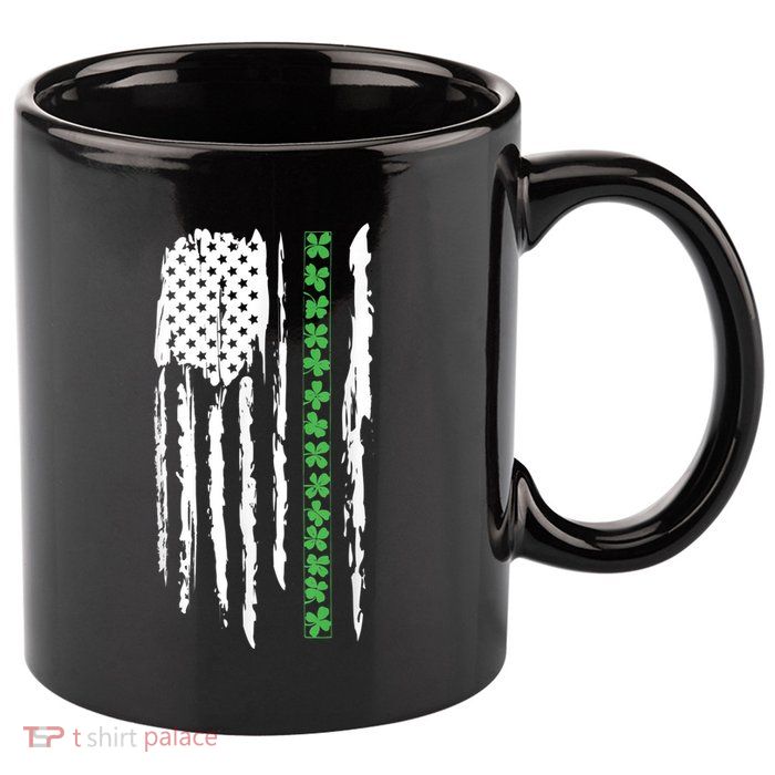 St. PatrickS Day Irish Flag Usa Flag Green Shamrocks 11oz C Handle Ceramic Mug