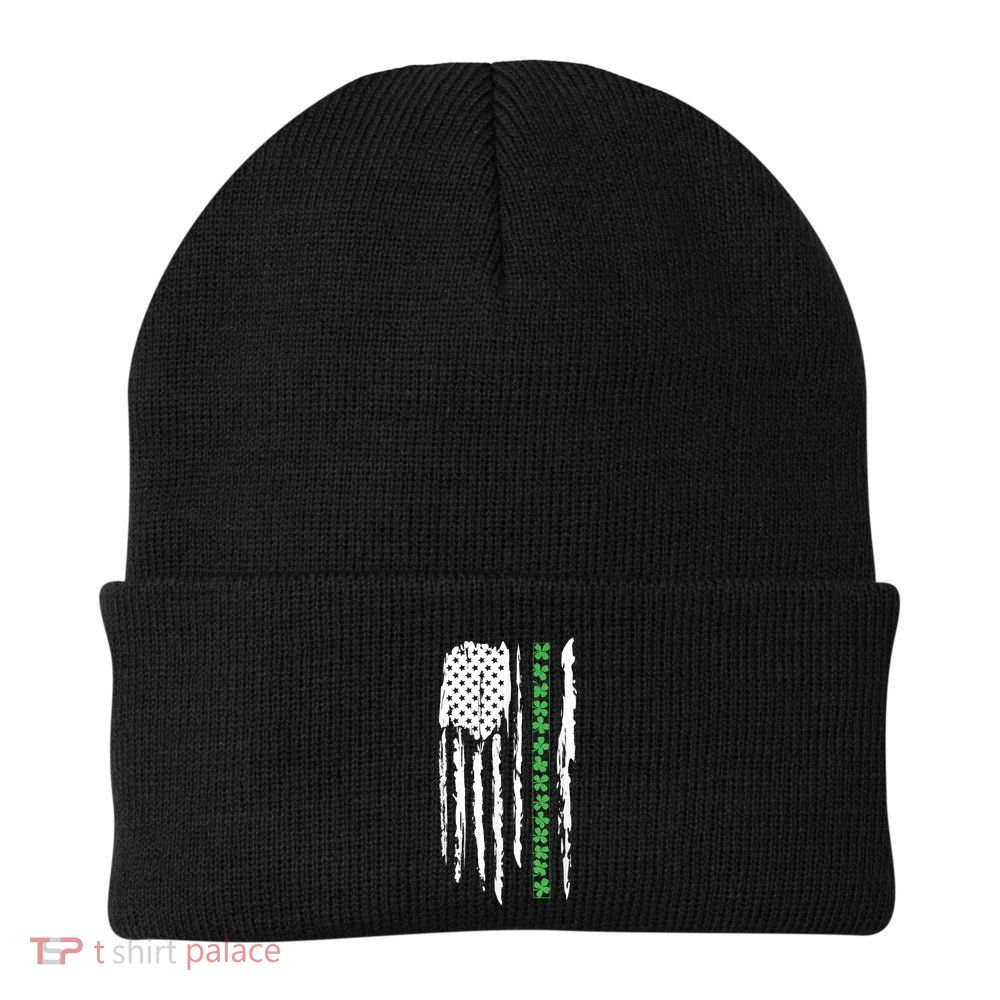St. PatrickS Day Irish Flag Usa Flag Green Shamrocks Beanie
