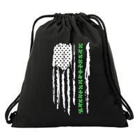 St. PatrickS Day Irish Flag Usa Flag Green Shamrocks Drawstring Bag