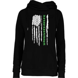 St. PatrickS Day Irish Flag Usa Flag Green Shamrocks Womens Funnel Neck Pullover Hood