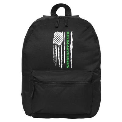 St. PatrickS Day Irish Flag Usa Flag Green Shamrocks 16 in Basic Backpack