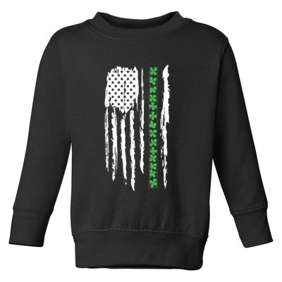 St. PatrickS Day Irish Flag Usa Flag Green Shamrocks Toddler Sweatshirt