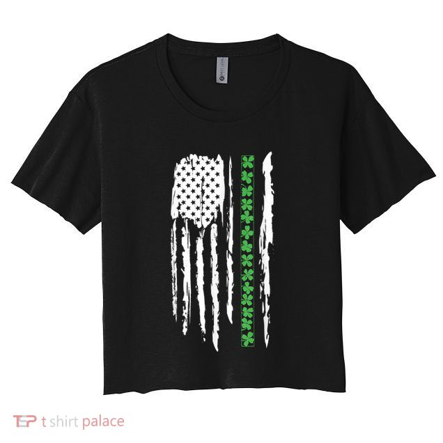 St. PatrickS Day Irish Flag Usa Flag Green Shamrocks Crop Top